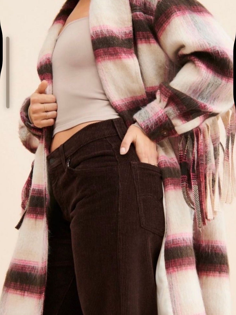 Free People Pressley Fringe Coat EUC L/XL